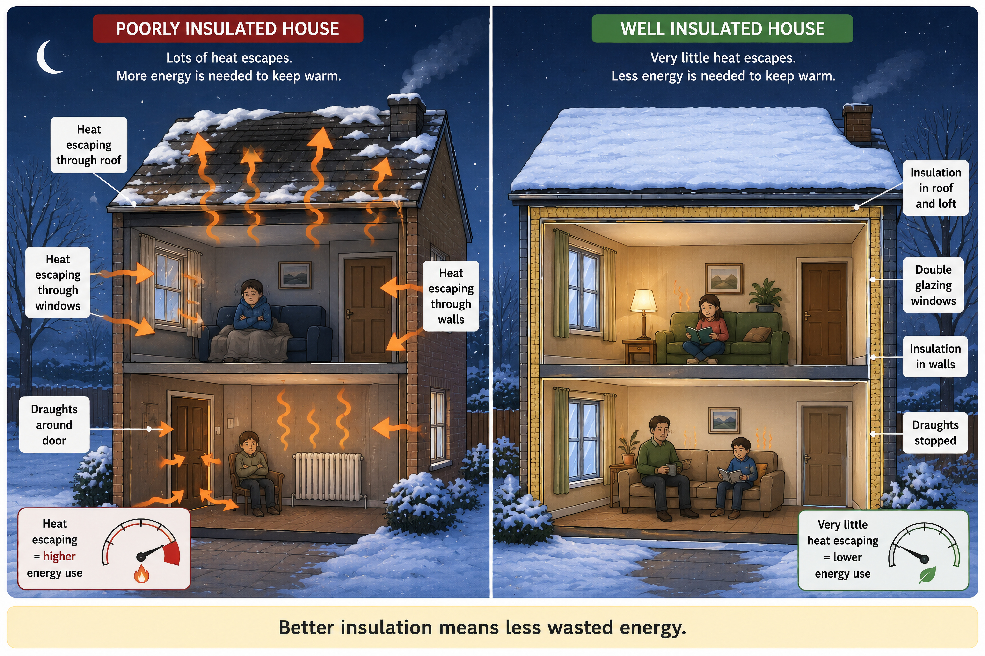 How insulation reduces energy loss